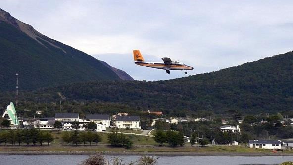 Figure 5. Local airplane flying into Puerto Williams. Photo by J. Jiménez